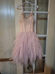 Lola + The Boys Dress Girls Tulle Feathers Beaded Rhinestones Ajust Strap 10 - Picture 1 of 7