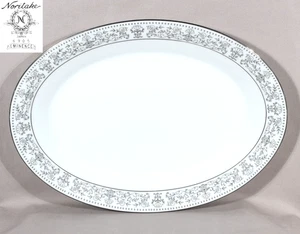 Noritake Eminence Oval Platter Silver Trim 14" by 10" - Picture 1 of 4