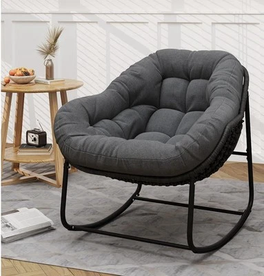 Silla mecedora de mimbre para patio - interior/exterior Foto 1 de 4