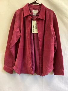 Chadwick's Jacket Womens XL Pink Suede Genuine Leather Button Up Lined NWT Coat - Picture 1 of 17