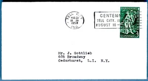 US COVER W/ SLOGAN CANCELLATION "CENTENNIAL TELL CITY INDIANA" 1958 - Picture 1 of 2