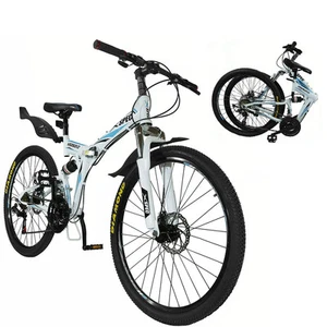 Xspec 26" 21 Speed Folding Mountain Bike Bicycle Trail Commuter, White - Picture 1 of 7