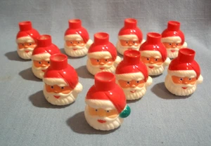 11 PC~VINTAGE~MINI SANTA HEAD STRING LIGHT COVERS~PLASTIC~BLOW MOLD~1" - Picture 1 of 4
