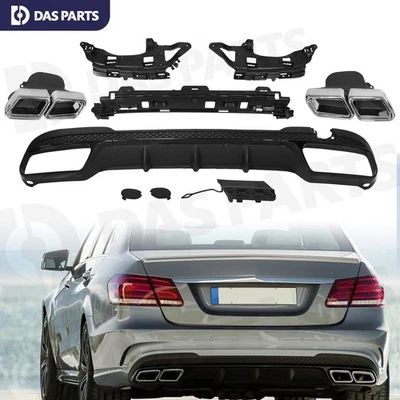 Rear Bumper Diffuser Chrome Exhaust Tips E63 Look For Mercedes E W212 2014-2016 Foto 1 de 4