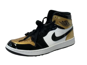 Air Jordan's 9.5 Uomo 1 High G Golf Nero Punta Oro Top Alto DQ0660 002 NUOVO - Foto 1 di 9