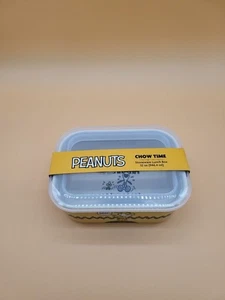 Peanuts New Charlie Brown Snoopy Chow Time 32oz Stoneware Lunch Box Vented Lid  - Picture 1 of 9
