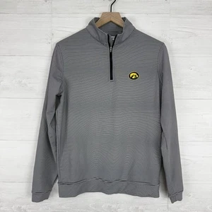 Peter Millar Quarter Zip Golf Sweater Men's Size Small Striped Iowa Hawkeyes - Picture 1 of 10