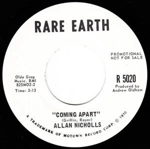 7" ALLAN NICHOLLS Coming Apart R5020 Rare Earth US PROMO - Picture 1 of 1