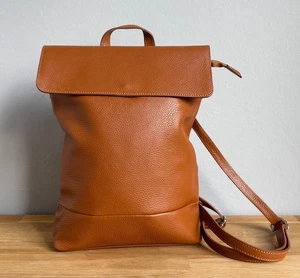 Tasche Rucksack 100% Leder Braun cognac Damen Italy - Bild 1 von 3