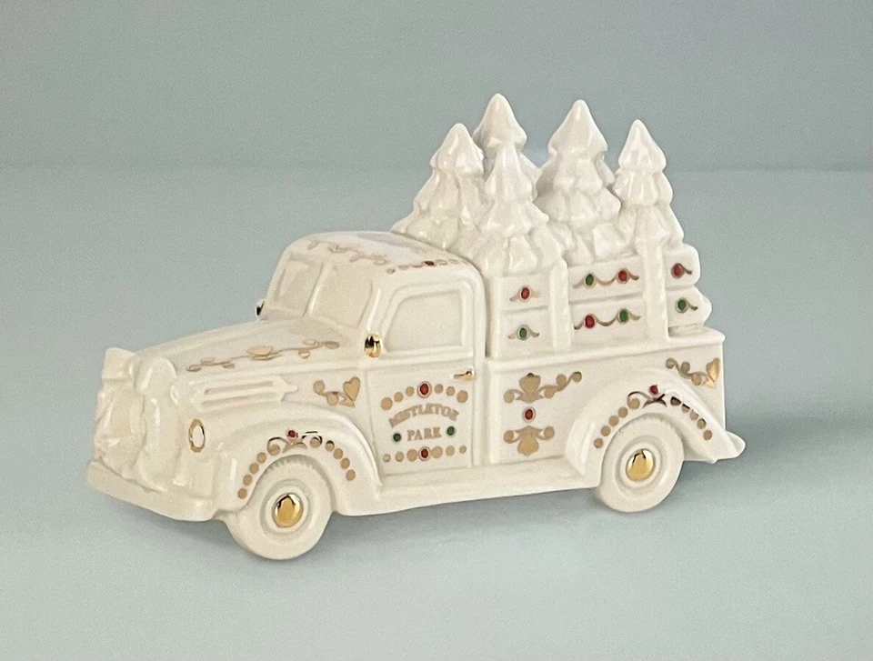 Lenox Mistletoe Park Village Series Truck With Trees Sculpture