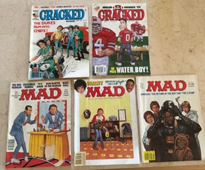 Lot of 5 Vintage Mad Cracked Magazines 1980s-90s Dukes Waterboy Pee Wee Star War - Picture 1 of 11
