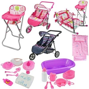Baby Doll Care Set Furniture Stroller Bedding Bath Feeding Accessory BiBi Doll - Picture 1 of 58