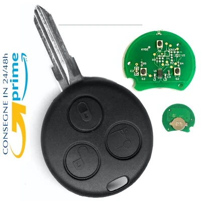 ✅TELECOMANDO CHIAVE PER SMART FORTWO 450 3TASTI COMPLETA CHIP SCHEDA ELETTRONICA