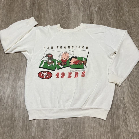 Vintage 49ers Sweater L San Francisco Peanuts Charlie Snoopy Niners NFL Crewneck Cover