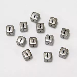 6 mm Silber Metallic Alphabet Perlen Schwarz Buchstabe "I" 100 Stck. - Bild 1 von 1