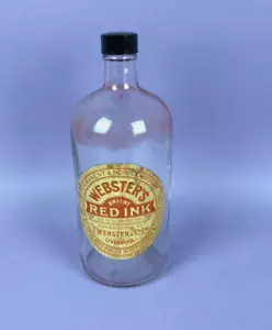 Webster's Bright Red Fountain Pen Ink Liverpool Vintage 24cm High Bottle & Label - Foto 1 di 4
