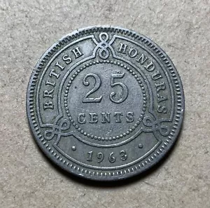 1963 British Honduras 25 Cents - Rare date - Picture 1 of 2