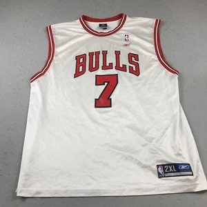 Chicago Bulls Jersey Mens 2XL XXL White Red Reebok On Court Ben Gordon #7 Y2K - Picture 1 of 12