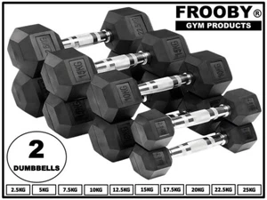 Hex Dumbbells Set Pair Ergo Iron Hand Weights Rubber Encased Hexagonal Gym 36-6 - Picture 1 of 24