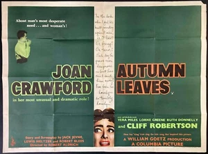 Autumn Leaves Original Quad Movie Film Cinema Poster Joan Crawford 1956 - Picture 1 of 9