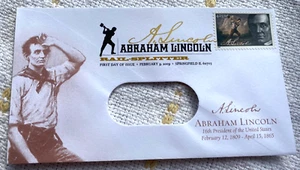 USA FDC First Day Cover Abraham Lincoln Rail Splitter With Commemorative Stamp - Picture 1 of 6
