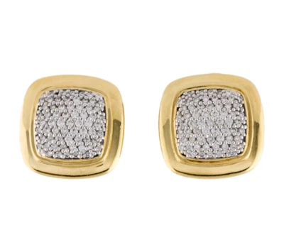 $9200 DAVID YURMAN 18K GOLD ALBION EXTRA LARGE DIAMOND PAVE EARRINGS - Image 1 of 2