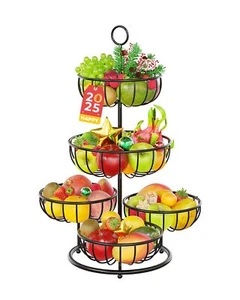 5 Tier Fruit Basket Stand For Kitchen Counter Tall Tiered Fruit Bowl Organizer F - Picture 1 of 8