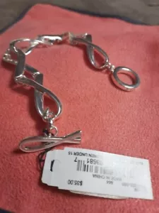 Anne Klein Breast Cancer Awareness Silver Tone Toggle Closure Bracelet NWT - Picture 1 of 3