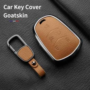 Metal Leather 5 Button Car Key Case Cover For Cadillac ATS CT6 CTS DTS XT5 ESV - Picture 1 of 24