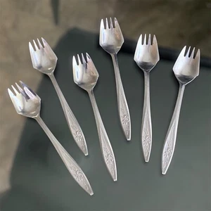 6X Vintage 70s STAINLESS Steel SPLAYDS Buffet FORKS Sporks ROSE Flower PATTERN - Bild 1 von 15