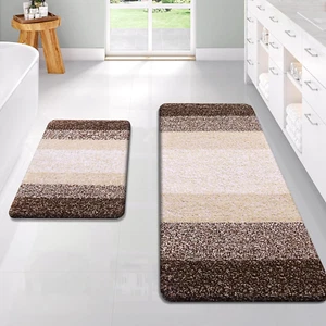 Bathroom Rug Set 2 Piece, Soft Absorbent Microfiber Bath Rug Set, Non-Slip, Mach - Picture 1 of 12