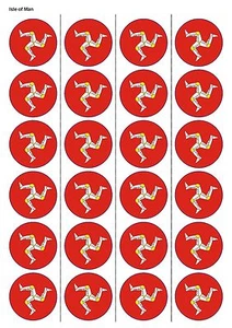 24X PRECUT ISLE OF MAN FLAGGE GEBURTSTAG ESSBAR PAPIER, CUPCAKE, CAKE TOPPER 1201 - Bild 1 von 1