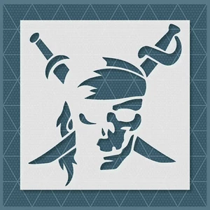 Pirate Stencil – Skull, Crossbones, Jolly Roger, Nautical, Halloween, Pirate Art - Picture 1 of 5