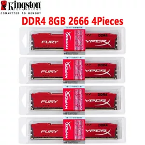 HyperX FURY DDR4 32GB 4X8GB 2666 PC4-21300 Desktop RAM Memory DIMM 288pin 1.2V - Picture 1 of 9