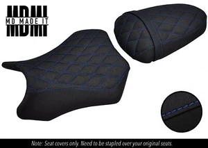 FITS KAWASAKI NINJA 250 08-12 CUSTOM GRIP VINYL SEAT COVERS SET DSG3 BLUE ST - Picture 1 of 6
