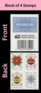 US 5941-5944 5944a Holiday Joy F label block 4 MNH 2024 - Picture 1 of 3