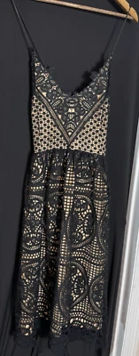 Vestido Two Sisters Annabelle Negro Midi Crochet Encaje Transparente Festival Capricho L Foto 1 de 4