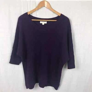 Timing Women's Dolman Sleeve Pullover Sweater Button Back Solid Purple Size 1X - Picture 1 of 6