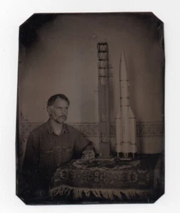 1/4 Plate Modern TINTYPE self portrait Kevin Klein photographer ROCKET photo - Picture 1 of 4