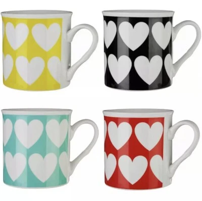 Набор из 4 кофе/чай кружки, сердце и любовь тема, нераспечатанная оригинальная упаковка - Изображение 1 из 2