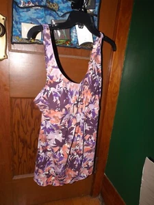 L.L. Bean lila/rosa Foral weich fallend bügelfrei Tankini Schwimmen Oberteil Gr. 14 - Bild 1 von 1