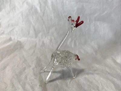 FIGURA ANIMAL MINIATURA JIRAFA VINTAGE VIDRIO ARTE HILADO TRANSPARENTE CON PUNTAS ROJAS Foto 1 de 3
