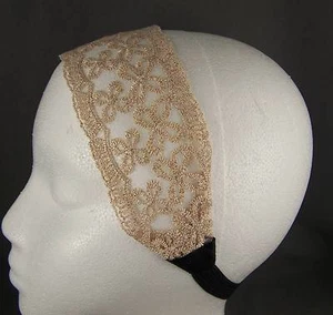 Cream Off White Gold 2.5" wide stretch Lace headband hair band accessory - Picture 1 of 4