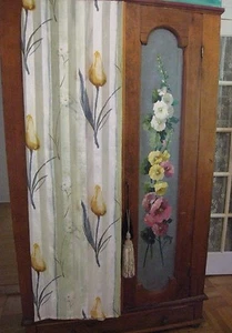 BEAUTIFUL LIGHT LOOKING FLORAL~ STRIPE~CHIFFON FABRIC SHOWER CURTAIN #42 - Picture 1 of 6