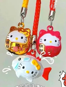 Hello Kitty Sanrio Handy Charme Anhänger Moshi Moshi Glocke rot - Bild 1 von 2