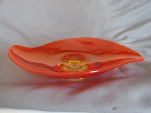 Vintage Viking Epic Amberina Persimmon Orange bowl candy dish 8.5" x 6" glows - Picture 1 of 7
