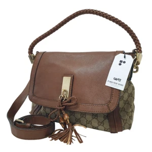 GUCCI Bamboo GG Canvas Leather Bella 2Way Shoulder Bag 282301 Gebraucht Original GA193 - Bild 1 von 12