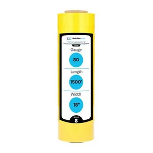 Película elástica retráctil 8 Rls 18"x1500' embalaje fundido envoltura de mano 80 Ga amarillo oscuro - Imagen 1 de 10