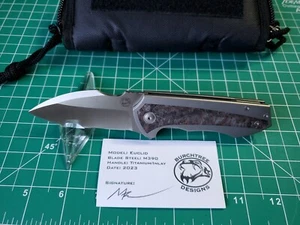 Burchtree Bladeworks Euclid W Titanium/Fat Carbon Handle & M390 Pocket Knife - Picture 1 of 21