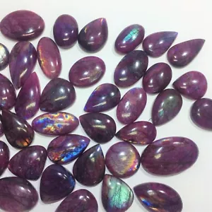 Suministro de joyería de piedras preciosas éticas sueltas cabujón púrpura labradorita teñida natural - Imagen 1 de 8